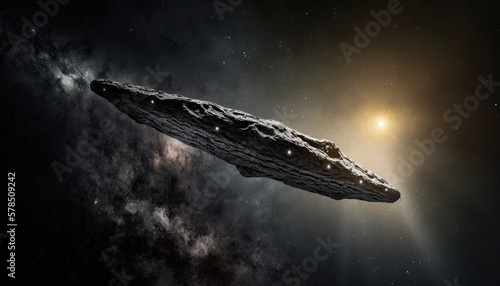 Oumuamua Asteroid Floating in Space. Generative AI.