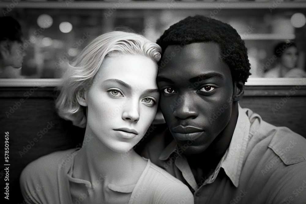 Lovers, a black man and a white woman - generative ai Lovers, a black man and a white woman - generative ai