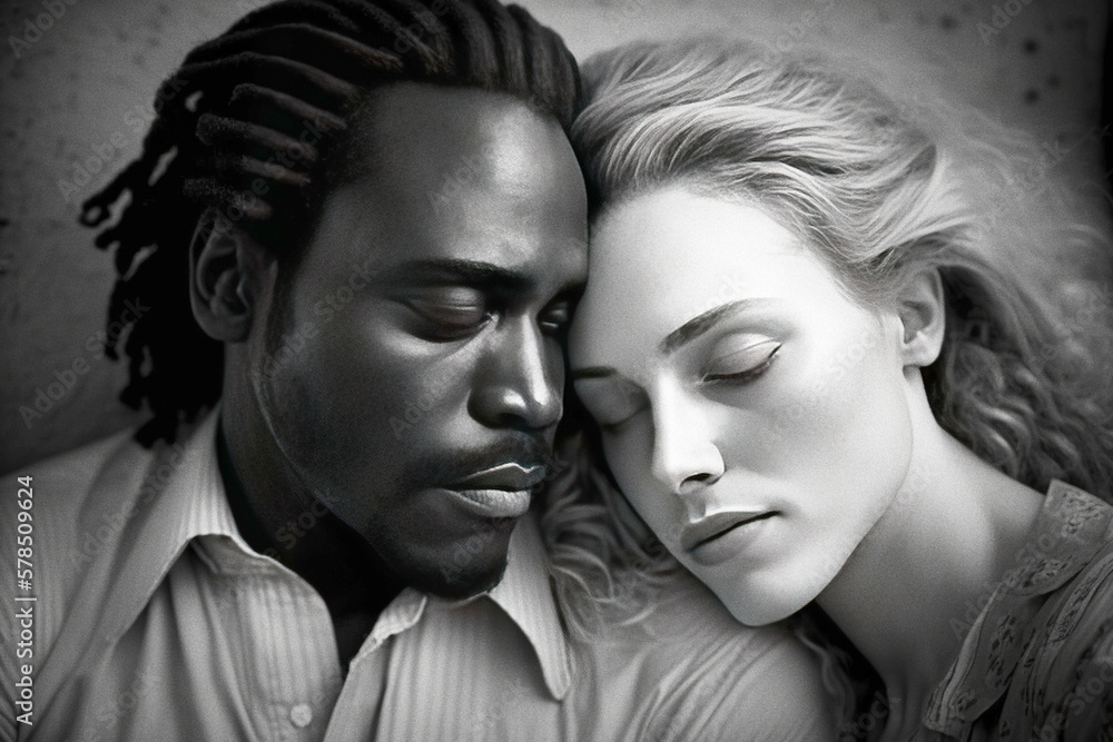 Lovers, a black man and a white woman - generative ai Lovers, a black man and a white woman - generative ai