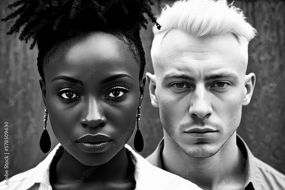 Lovers, a black woman and a white man - generative ai Lovers, a black woman and a white man - generative ai