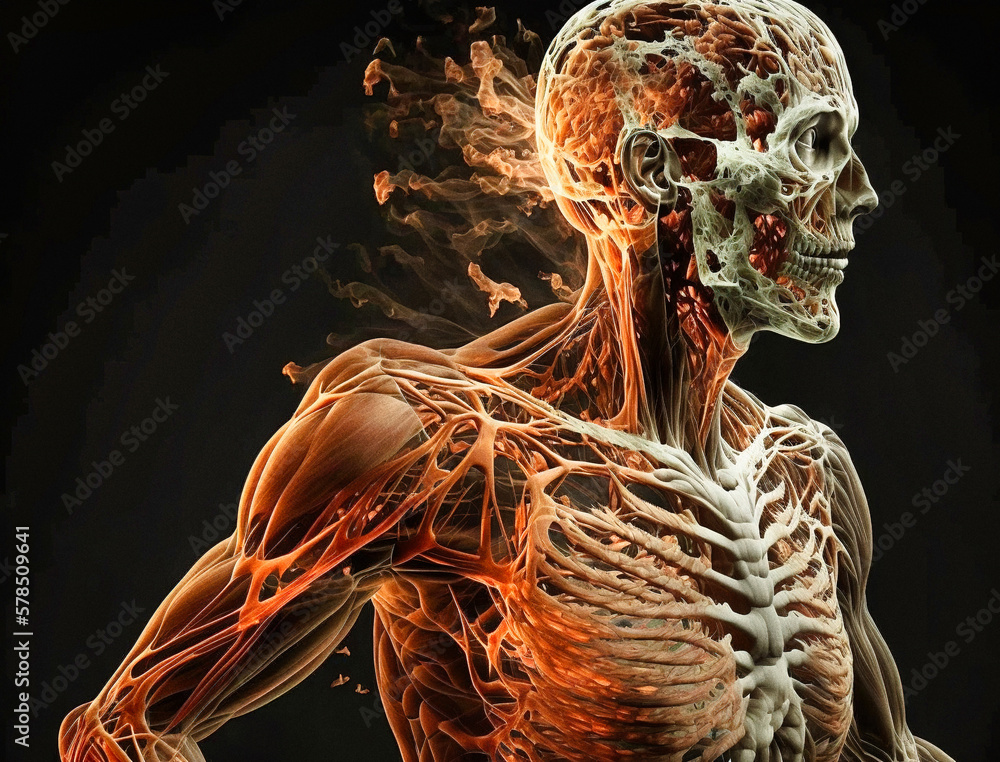 Anatomical view of a man - generative ai