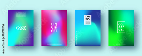 Colorful modern abstract backgrounds with neon red, green, blue, purple, yellow and pink gradient. Dynamic color flow poster, banner. Vector illustration.