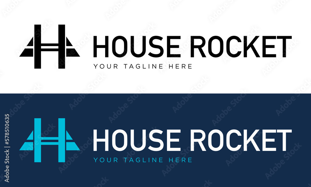 Obraz premium Initial H and rocket combined logo design.