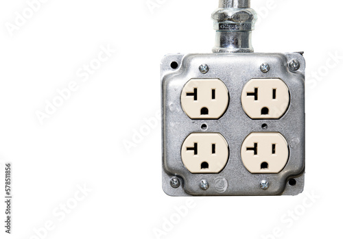 Schilderij op canvas Industrial electrical outlet on blank background
