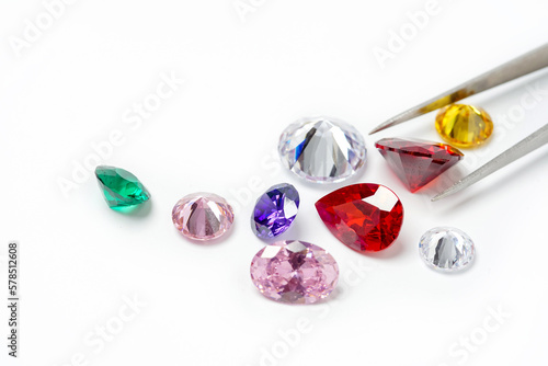 Bright gems isolated on a white background