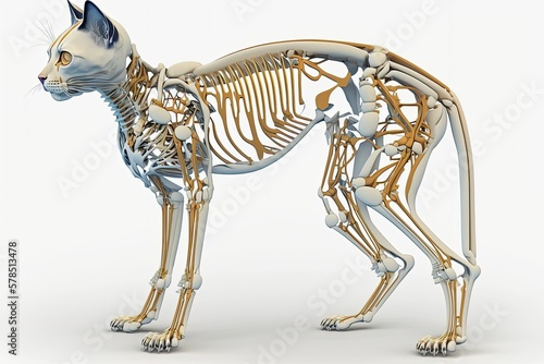 Realistic render of cat skeleton isolated on white background © VisualProduction