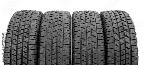 four automotive tires, background for advertising