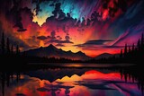 Mystic Horizons Ablaze with Colourful Night Skies and Cascade Sunsets Generative AI
