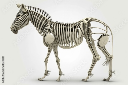 Zebra skeleton anatomy isolated on white background 