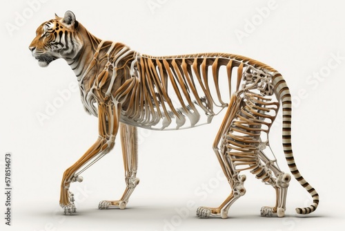 Tiger anatomy skeleton, isolated on white background  © VisualProduction