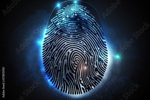 Biometric identification with fingerprint scanning, user login futuristic 