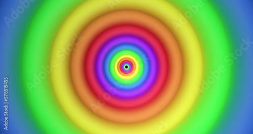 Animation of rainbow circle pattern moving in seamless loop