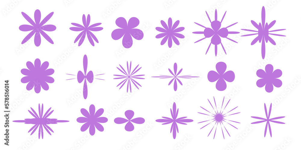 purple color flower shape icon collection. purple color flower shape icon collection.