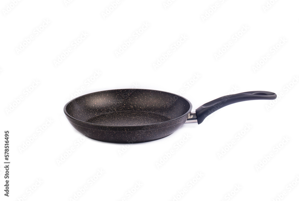 Black pan on a white background. Black pan on a white background.