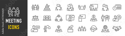 Foto Meeting web icon set in line style