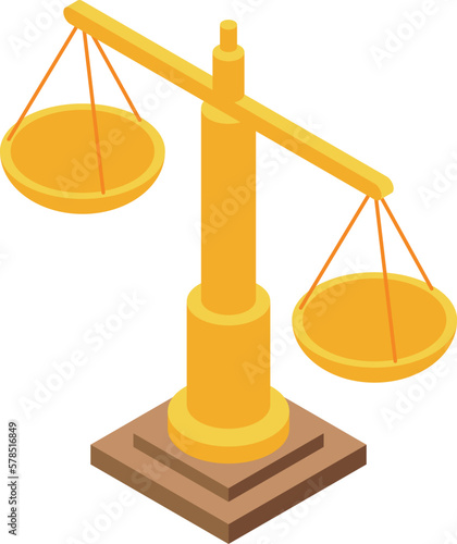 Judge scales icon isometric vector. Ancient greek. Rome history