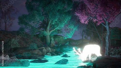 stream overlay magic and relaxing river meditation animation background