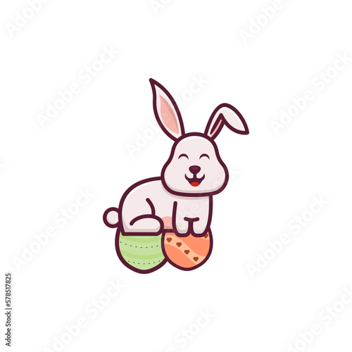 rabbit and egg vector design 