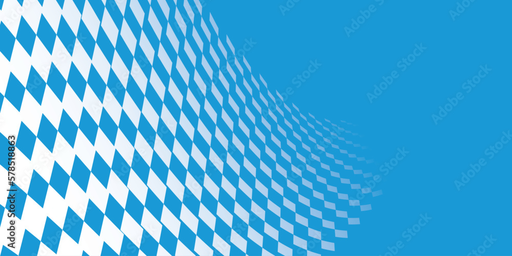 Bavarian Oktoberfest pattern with blue and white rhombus Flag of Bavaria Oktoberfest blue checkered background. Vector diamonds background with copy space for text. - obrazy, fototapety, plakaty 