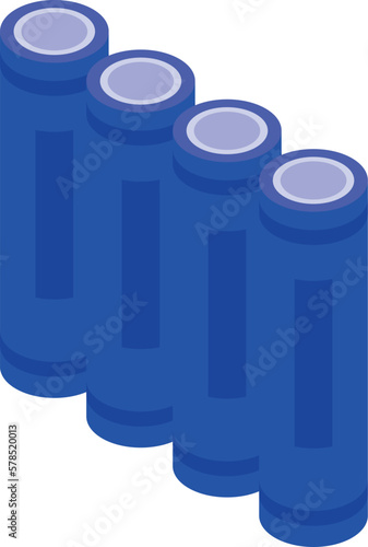 Blue pack battery icon isometric vector. Mobile power. Load cell