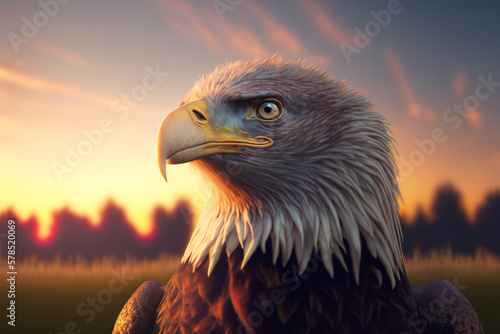 Photorealistic illustration of an eagle. Generative AI photo