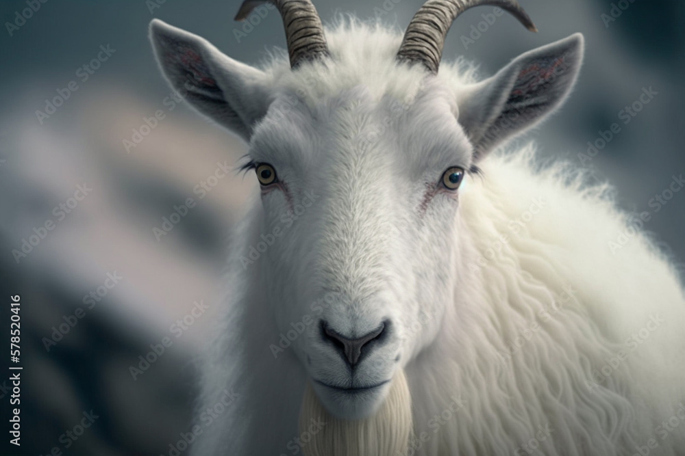Photorealistic image of a mountain goat. Generative AI. 
