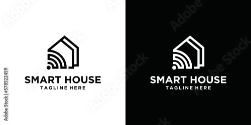 Smart Home Digital signal Logo template vector digital logo design
