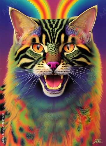 Angry Colorful Cat - Genrative AI