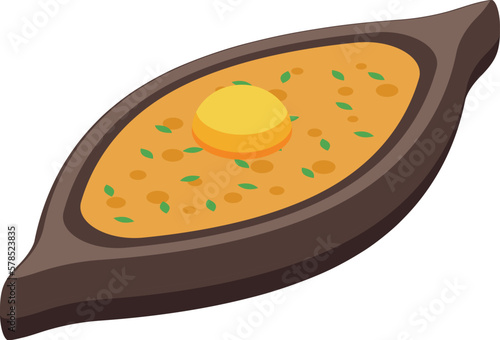 Khachapuri dish icon isometric vector. Bread food. Bread cooking