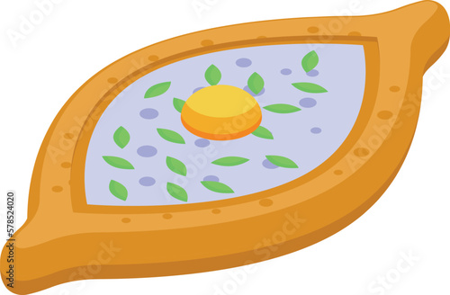 Fried khachapuri icon isometric vector. Food cooking. Adjara crust