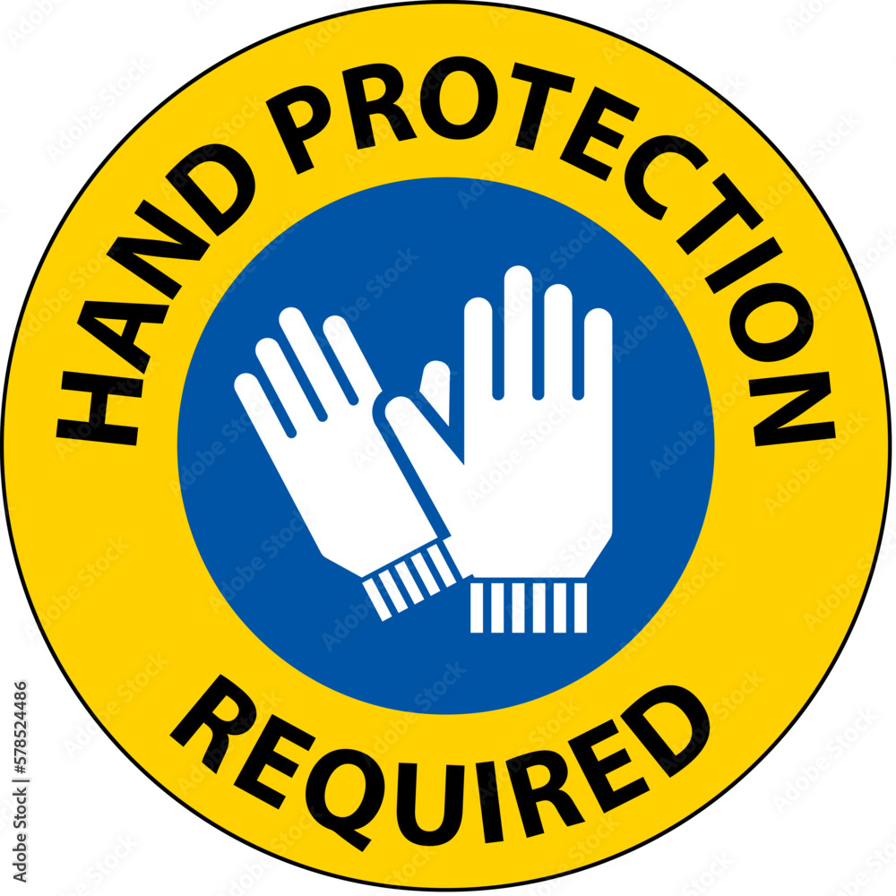 Hand Protection Required Sign On White Background