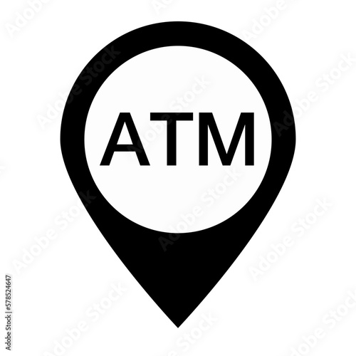 ATM map pin silhouette icon. Vector.