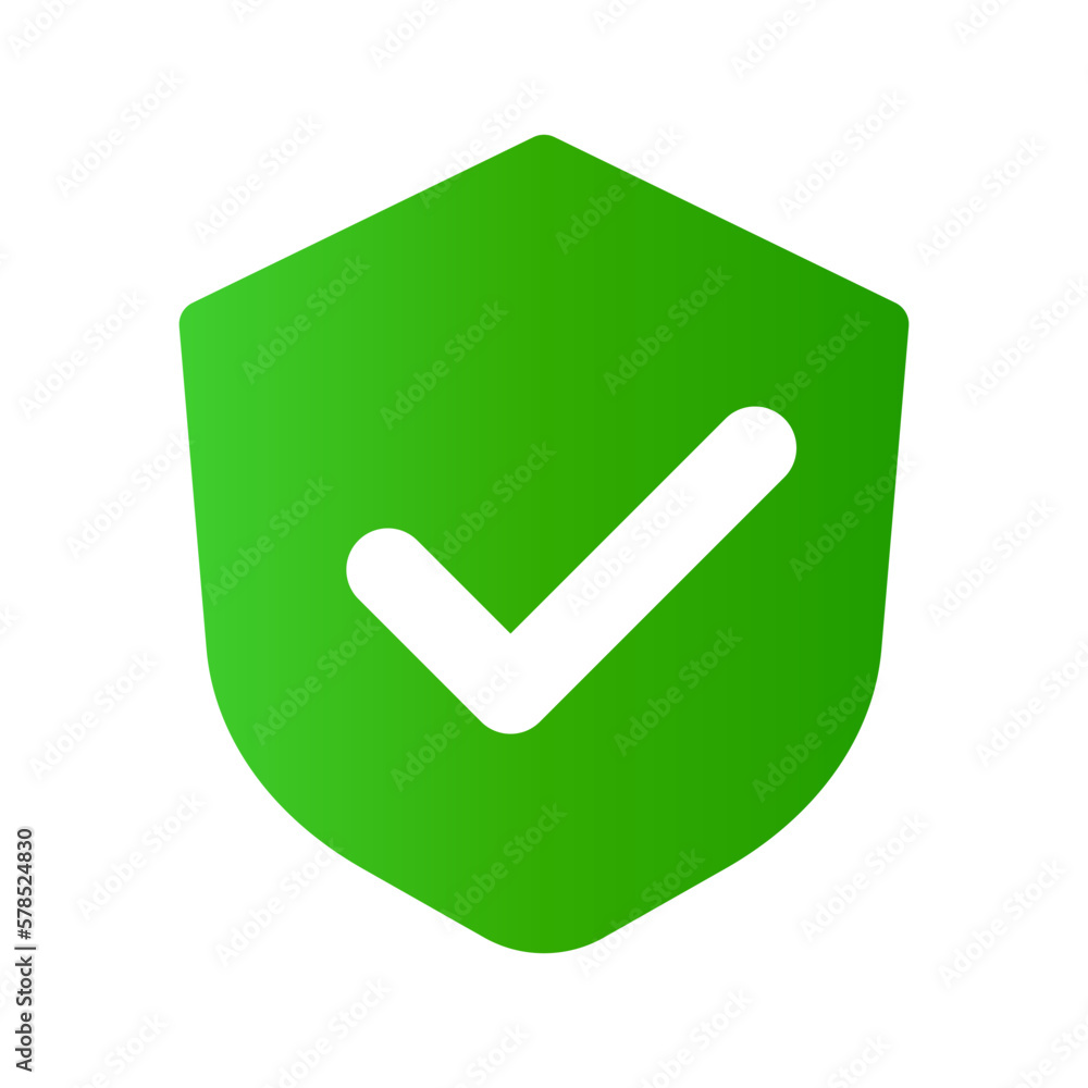 Checkmark shield icon with gradient. Vector. Checkmark shield icon with gradient. Vector.