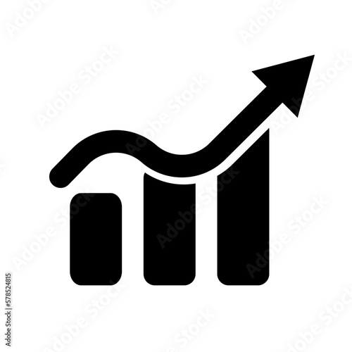 Slowly growing bar graph silhouette icon. Vector.