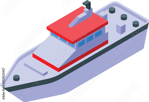 Rescue ship icon isometric vector. Sea coast. Security water