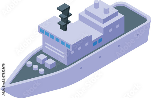 Police ship icon isometric vector. Sea coast. Navy transport