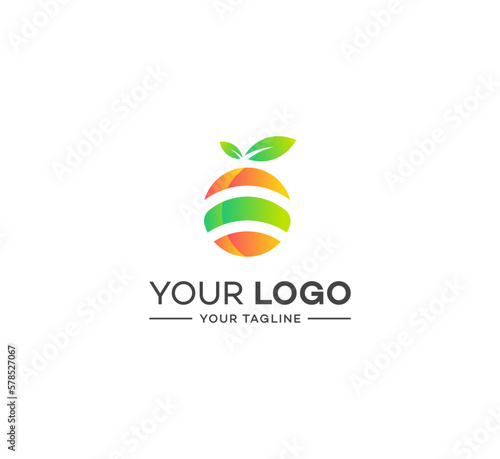 Logo design of organic fresh fruits. Orange logo.