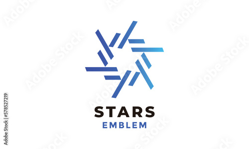 Logo vector star line blue color minimalist concept design