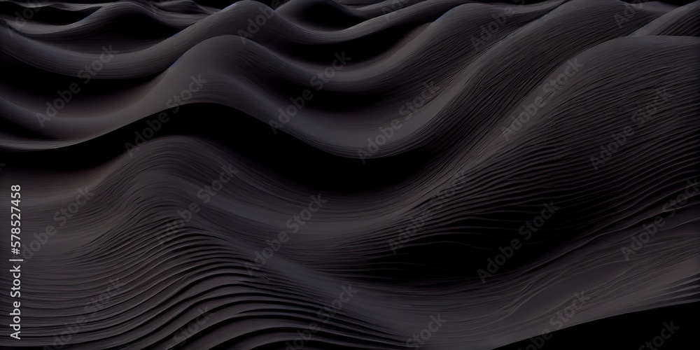 Obraz premium Black fluid swirling background, generative Ai