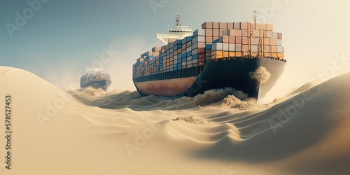 Cargo container ship sailin...