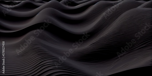 Black fluid swirling background, generative Ai