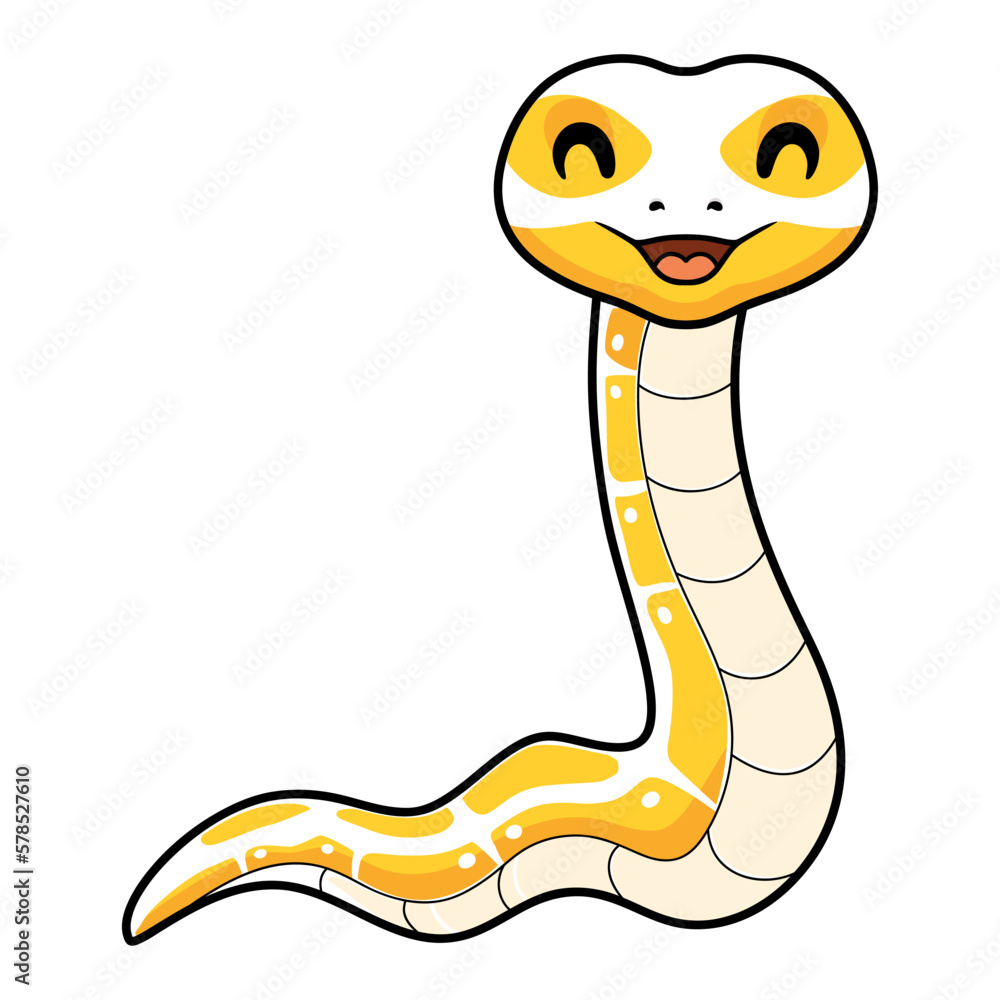 Fototapeta premium Cute albino ball python snake cartoon