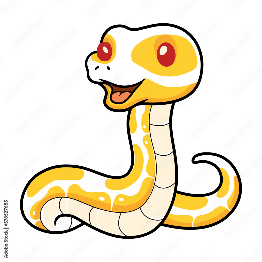 Fototapeta premium Cute albino ball python snake cartoon