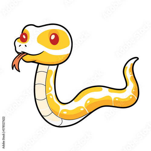 Cute albino ball python snake cartoon