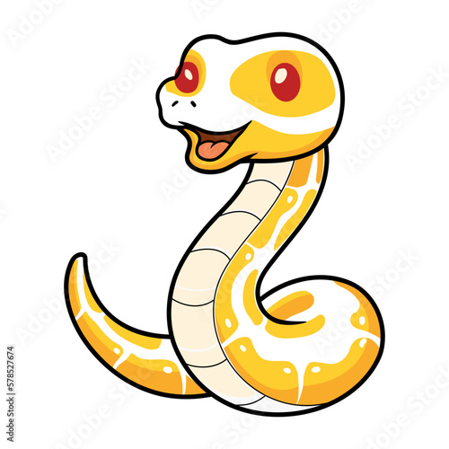 Cute albino ball python snake cartoon