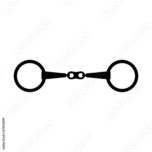 Vector flat horse equestrian bit silhouette isolated on white background