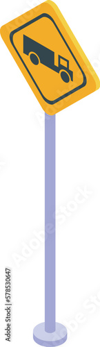 Truck road sign icon isometric vector. Driver trailer. Cabin cargo