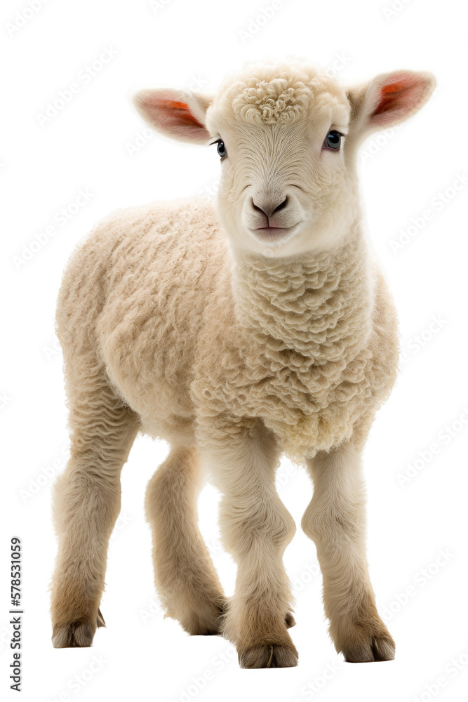 Fototapeta premium isolated WHITE LAMBS, spring, illustration, transparent background, png, generative ai