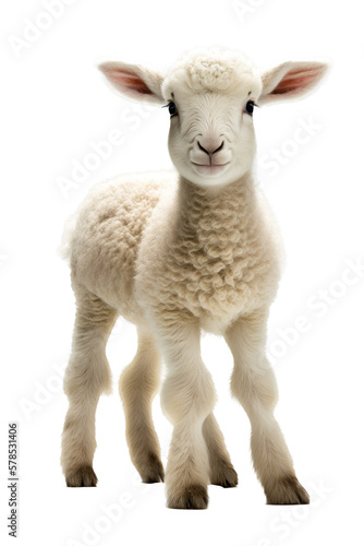 isolated WHITE LAMBS, spring, illustration, transparent background, png, generative ai