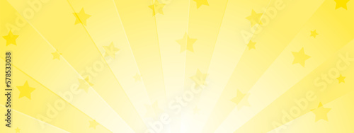 集中線　シンプル　使いやすい　横　横長 　ワイド 星　スター　ポップ　黄色　金色